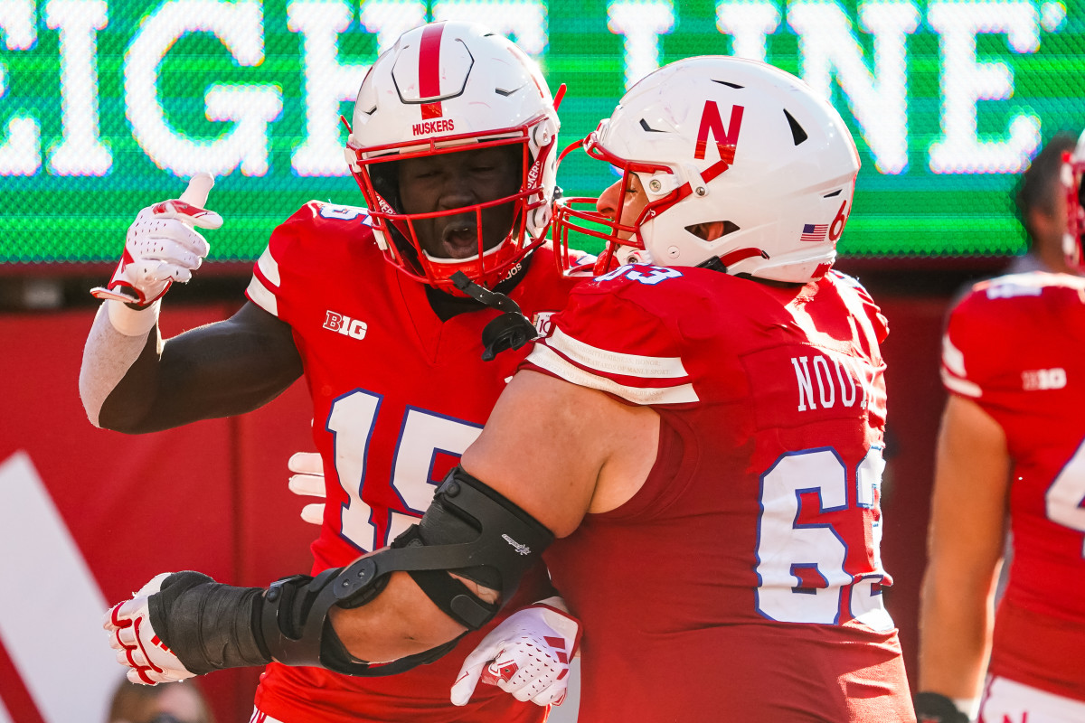 Malachi Coleman touchdown celebration 2023 Nebraska vs Northwestern football USATSI_21704009